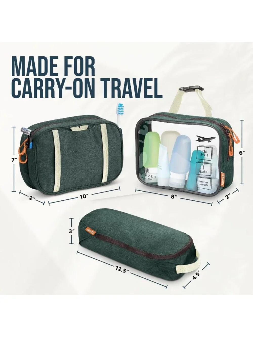 3-Piece Travel Toiletry Bag Set | Compact, Waterproof, Stylish Organizer